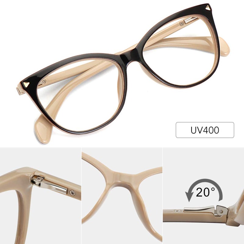 MEETSUN Non Prescription Glasses Frames For Womenï¼ŒRetro Cateye Fake Eyeglasses HD Clear Lens (Dark Brown Frame Clear Lens) - Image 4